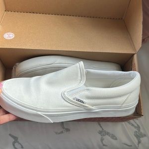 White Canvas Slip On Vans